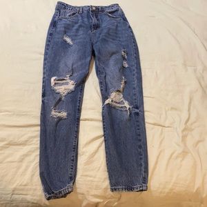 SHEIN high waist ripped mom jeans dark wash/ 4